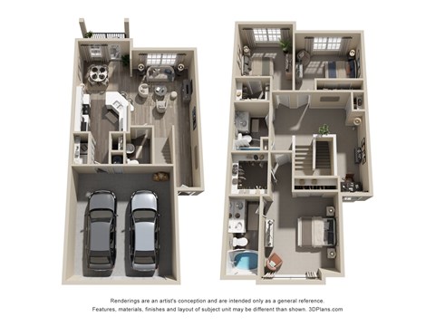 Floor plan for 3 beds, 2.5 baths, 1612 sqft